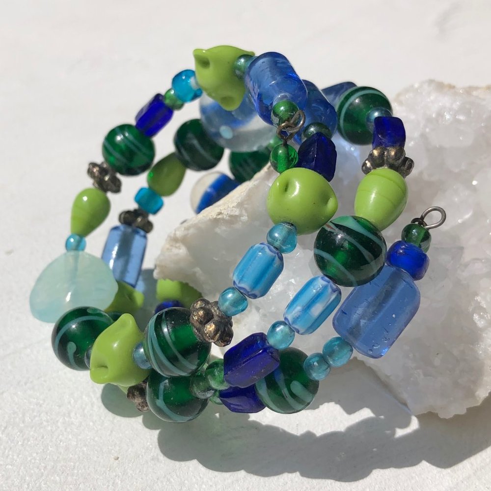 Art Glass Memory Wire Bracelet